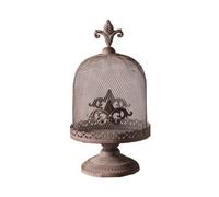 Folpus Bougeoir Vintage Porte Bougie Lanterne Cage à Oiseau Décoration Métal Fer Forgé Maille Ajourée Dôme avec Oiseau Finition Vieillie Support Robuste, A2582