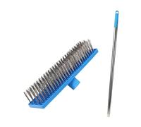 Folpus Brosse à Récurer en Fil d'acier Inoxydable, Brosse de Terrasse, Brosse de Nettoyage de Sol Multifonctionnelle Rigide, Balai Métallique pour Garage, Fil d'argent