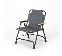 Folpus Chaise de Camping Pliable Chaise de Jardin Chaise de Pelouse Fauteuil Extérieur avec Rembourrage Matelassé et Accoudoirs Bois Structure Tubulaire, Gris