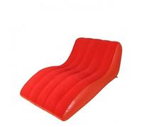 Folpus Chaise Longue Gonflable Fauteuil Relax Méridienne Dossier Inclinable Accoudoirs Cylindriques Surface Floconnée PVC Facile à Installer Adaptée au Salon, Rouge Vif, sans Pompe À Air