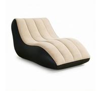 Folpus Chaise Longue Gonflable Fauteuil Relax Méridienne Dossier Inclinable Accoudoirs Cylindriques Surface Floconnée PVC Facile à Installer Adaptée au Salon, Café, sans Pompe À Air