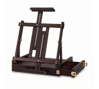 Folpus Chevalet Pliant Chevalet de Table Boîte de Croquis Support de Toile Chevalet de en Bois de Hêtre Stable avec Support Frontal Ajustable et Rangement, Noyer Noir
