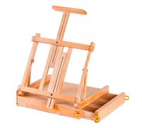 Folpus Chevalet Pliant Chevalet de Table Boîte de Croquis Support de Toile Chevalet de en Bois de Hêtre Stable avec Support Frontal Ajustable et Rangement, Bois Naturel