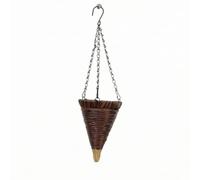 Folpus Couronne Décorative Panier Cônique Suspendu Tressé Jardinière Panier Texture Rotin et Crochet Supérieur avec Trois Chaînes pour Base de Fleurs et