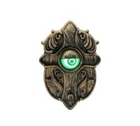 Folpus Décoration Œil d'halloween Ornement Gothique Plaque Murale Cloche de Porte Médaille Murale Plastique Aspect Bronze avec Œil Central Vert Illuminé