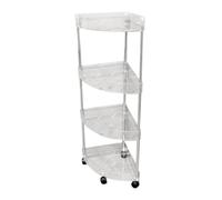 Folpus Étagère de Salle de Bain sur Pied, Organisateur de Douche, Chariot de Rangement à roulettes pour buanderie, 4 Couches