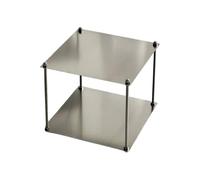Folpus Étagère en Acier Inoxydable Table d'Appoint Meuble de Rangement Support de Présentation Plateau Supérieur Plat et Plateau Inférieur Stabilité et, 35 35 32cm
