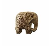 Folpus Figurine Éléphant Décorative Statue Figurine Sculpture Ornement en Résine Abstrait Raffiné Touche Rétro Chaleureuse, Or, Éléphant Doré Rétro À Motif Pointillé