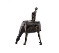 Folpus Figurine en Alliage Métallique Noir Brillant Sculpture Figure Humaine Animal Artinal Statue Décorative pr Entrée, Bureau, Noir 230 75 310