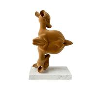 Folpus Figurine Enfant Figurine Cerf Sculpture Décorative Statuette Ornement Résine Base Marbre Allure Contemporaine et Effet Visuel Apaisant Adaptée à, Marron