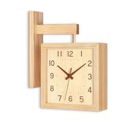 Folpus Horloge Murale Carrée Horloge Double Face Horloge d'angle Horloge en Bois Temps Visible des Deux Faces Mouvement Discret sans Bruit Fixation sur, Bois, Cadran Seiko Bois