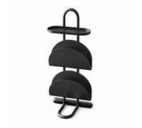 Folpus Meuble d'Appoint Salon Table d'Appoint Table de Chevet Table Basse Compacte avec Porte-Livres et Plateau pour Boisson Téléphone Lunettes Cadre Métal, Noir De Jais