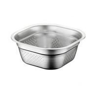 Folpus Passoire Carrée En Acier Inoxydable Polie Égttoir à Pâtes Empilable Crépine Cuisine pr Préparation s Repas, 24CM