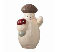 Folpus Sculpture Champignon Figurine Plante Statuette Bois Ornement Décoratif en Tilleul Style Sculptural avec Finition Peinte Se Positionne sur Bureau et, Blanc Cassé