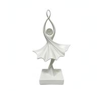 Folpus Sculpture Danseuse Ballet Figurine Statuette Résine Décoration Intérieure avec Sphère Lumineuse et Base Carrée Solide Adaptée au Salon Bureau Vitrine, Noir