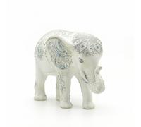 Folpus Sculpture Éléphant Résine Figurine Élégante Décoration Animalière Statue Ornementale Style Contemporain Surface Décorative Détaillée en Résine Adaptée, Bleu