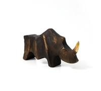 Folpus Sculpture Rhinocéros Statue Figurine Décoration Ornement Résine Finition Ancienne Contraste Cornes Dorées pour Focalisation Décorative Adaptée aux, Small
