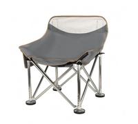 Folpus Siège de Pêche Pliable Chaise Lune Tabouret Fauteuil Pliant avec Pieds Réglables Avant et Arrière Cadre Acier Inoxydable Assise Oxford 600D Stable et, Gris Kaki