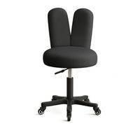 Folpus Siège Roulant Tabouret Roulant Chaise Pivotante Fauteuil Basculant avec Dossier 27cm Ergonomique et Assise Épaisse roulettes Souples Cadre Blanc, Noir