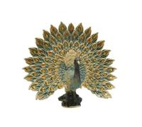 Folpus Statuette Paon Décorative Sculpture Figurine Ornement Résine Queue Déployée et Reliefs Ornementaux Allure Classique Adaptée au Salon Entrée Étagère Vitrine Table, Jaune