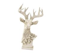 Folpus Statuette tête cerf - Décoration intérieure - Sculpture en résine simple et polyvalente - Ornement bureau pour cheminée ou salon, Blanc