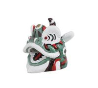 Folpus Tête Lion Chinoise Traditionnel Figurine Tête Lion Traditionnelle Chinoise Sculpté Sculpture pr Bureau, Meuble TV, Vert