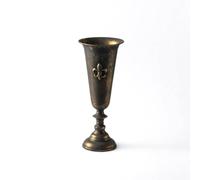 Folpus Vase Décoratif Inspiré Européen Urne à Piédestal Coupelle Fer Forgé Effet Vieilli Bronze et Noir avec Reliefs pour, Vase Haut De Style Américain Rétro avec Fleur De Lys
