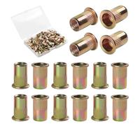 FOMGIIN 100 Pièces M4 écrous à Sertir, En Acier Au Carbone Galvanisé écrou Insert Riveter Manchon, Ronds Aveugles Insers Fileté Riveteuse, écrous à Rivets Flat Head Threaded Rivet Nuts