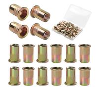 FOMGIIN 100 Pièces M5 écrous à Sertir, En Acier Au Carbone Galvanisé écrou Insert Riveter Manchon, Ronds Aveugles Insers Fileté Riveteuse, écrous à Rivets Flat Head Threaded Rivet Nuts