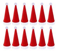 FOMIYES 12 Pièces Mini Chapeau de Noël Rouge en Tissu Doux pour Petites Poupées et Sucettes, Décoration Festive Confortable pour Noël