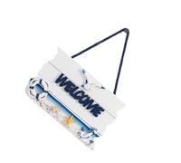 FOMIYES 1pièce Panneau Accueil Méditerranéen Bois Décoration Porte Entrée Créative Plaque Suspendue Style Champêtre pour Maison Chalet Lacustre ou Plage Modèle Petit avec Anneau de Nageur