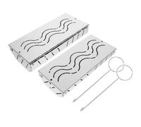 FOMIYES 2 Pièces Boîte à Fumer pour Barbecue en Acier Inoxydable, Boîte à Fumée pour Grils, Argenté, Grosse et Petite, pour Copeaux de Bois, Viande et Cuisson en Extérieur