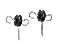 FOMIYES 2 Pièces Isolateurs à Visser pour Clôture Électrique Agricole Ancrages de Poignée en Acier Galvanisé et PP Noir, Fixation Double Crochet Sécurisée pour Portes de Ferme