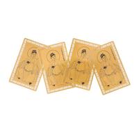 FOMIYES 4 Pièces Carte de Fortune du Zodiaque Chinois 2027 en Métal Doré | Style Chinois Traditionnel, Surface Lisse Résistante aux Rayures, pour Portefeuille et Présentoir de Temple