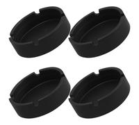 FOMIYES 4 Pièces Cendrier Silicone Rond Noir Résistant la Chaleur Chocs avec Surface Lisse, Facile à Nettoyer, pour Bureau et Bar