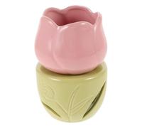 FOMIYES Brûleur à Cire Fondue en Céramique Forme Tulipe Rose, Diffuseur D’huiles Essentielles Grand Volume pour Aromathérapie, Porte-Fondant Séparé Maison Chambre Relaxation