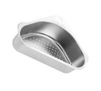 FOMIYES Égouttoir Cuisine Triangulaire en Acier Inoxydable Argenté, Panier de Vidange Multifonctionnel pour Fruits et Légumes, Étagère de Rangement D'angle Pratique