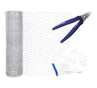 FOMIYES Grillage Galvanisé Hexagonal 0,4m X 5m Pince Coupante et Moufles, Treillis Métallique pour Clôture de Jardin, Filet de Clôture pour Poulailler et Projets de Loisirs Créatifs
