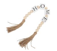 FOMIYES Guirlande de Perles en Bois Structure à Plateaux Étagés avec Pompons Facile à Suspendre pour Décoration Murale Rustique pour Restaurant et Bar