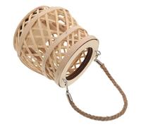 FOMIYES Lanterne Décorative Support pour Bougie LED Bambou Tressé avec Poignée Lampe de Table Élégante pour Décoration Intérieure pour Mariage et Événements