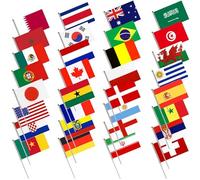 FOMIYES Lot de 32 drapeaux nationaux de 21 x 14 cm - Drapeaux à main de tous les pays participants pour la coupe du monde de football et la championnat d'Europe - Drapeaux de pays résistants aux