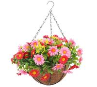 FOMIYES Panier De Fleurs Artificielles Suspendues: Faux Décor De Fleurs De Marguerite Plante Suspendue Arrangement De Fleurs Artificielles pour Jardin Extérieur Cour Poche Patio