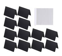 FOMIYES Porte-cartes de Table Ardoise V en Plastique Noir, 14 Pcs, Double Face, Effaçable, pour Étiquettes Alimentaires de Buffet et Restaurants