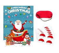 FOMIYES Poster Père Noël Jeu de Fête pour Garçon et Filles, Rouge | Papier Couché et Tissu, Stickers Inclus, Masque Oculaire, Éléments de Noël pour Animations D’anniversaire