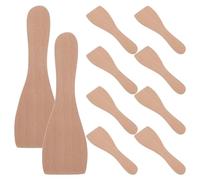 FOMIYES Spatule à Wok en Bois de hêtre, Lot de 10, 13,70 x 4,40 x 0,40 cm, spatule Droite résistante à l’Usure pour poêle à Frire, Cuisson et Barbecue