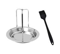 FOMIYES Support de Barbecue Grille Antiadhésive avec Brosse en Acier Inoxydable pour Rôtir Poulet et Viande, pour Camping et Activités en Plein Air