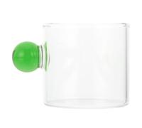 FOMIYES Tasse à Café en Verre Vert à Poignée Boule, Simple et Stylée | Verre Résistant à Chaleur, Usage Dortoir et Restaurant, Format Garçon et Filles, Style Épuré