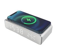 Fonction Clock Stand, chargeur sans fil, LED Display with Temperature and Time, Charging Station with Sl esign, Desktop Gadget Accessory for Phones, Bedside Organizer for Adults Teens