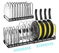 Fond de placard avec 14 séparateurs réglables, extensible pour ranger ustensiles de cuisine et appareils de cuisson
