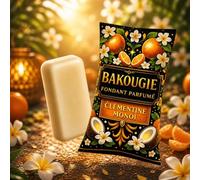 Fondant Parfumé Clémentine Monoï, Bakougie, 30 g, ~30 h de Diffusion, Cire de Colza